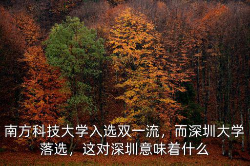 南方科技大學入選雙一流，而深圳大學落選，這對深圳意味著什么