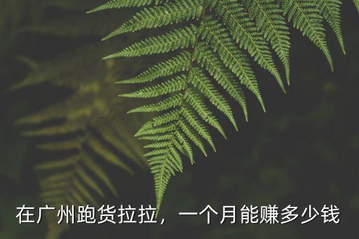 在廣州跑貨拉拉，一個月能賺多少錢