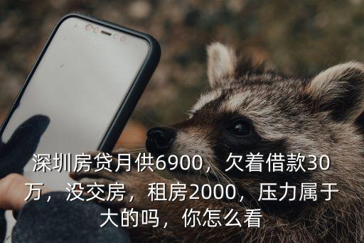 深圳房貸月供6900，欠著借款30萬，沒交房，租房2000，壓力屬于大的嗎，你怎么看
