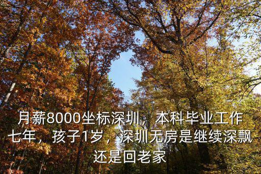 月薪8000坐標深圳，本科畢業工作七年，孩子1歲，深圳無房是繼續深飄還是回老家