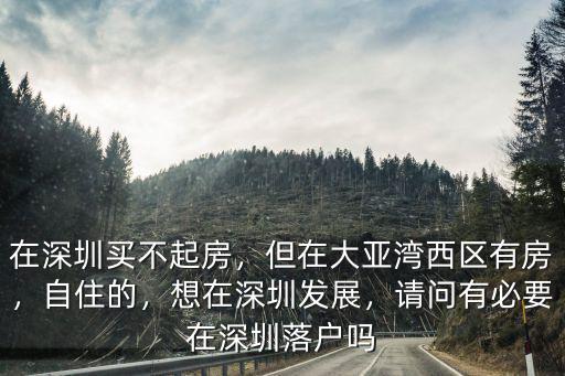 在深圳買不起房，但在大亞灣西區有房，自住的，想在深圳發展，請問有必要在深圳落戶嗎