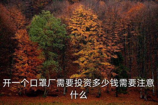 開一個口罩廠需要投資多少錢需要注意什么