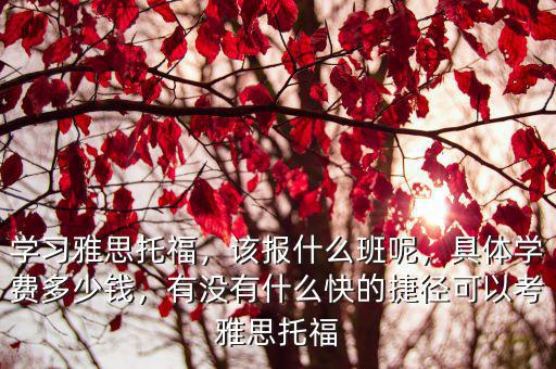 學習雅思托福，該報什么班呢，具體學費多少錢，有沒有什么快的捷徑可以考雅思托福