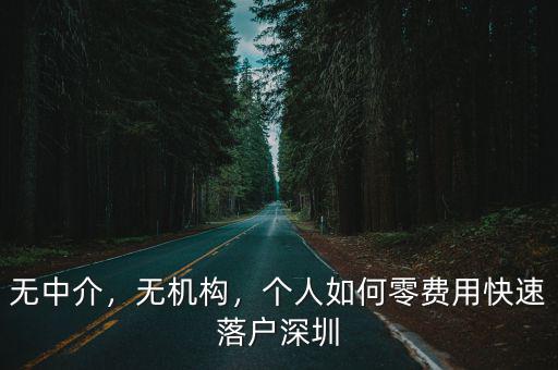 無中介，無機構，個人如何零費用快速落戶深圳