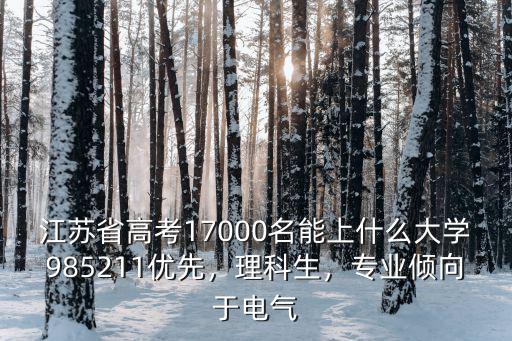 江蘇省高考17000名能上什么大學985211優先，理科生，專業傾向于電氣