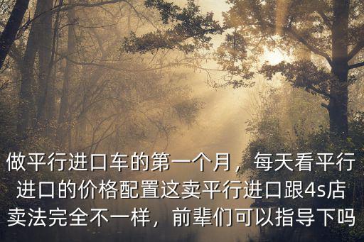 做平行進口車的第一個月，每天看平行進口的價格配置這賣平行進口跟4s店賣法完全不一樣，前輩們可以指導下嗎
