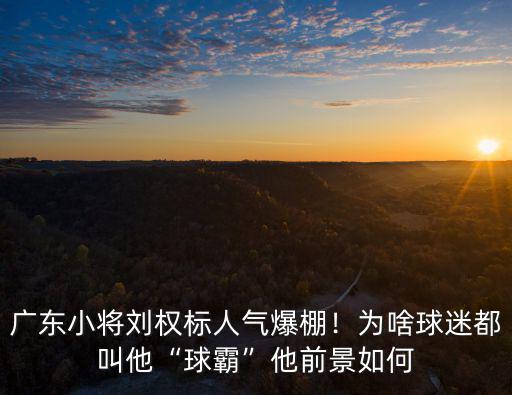 廣東小將劉權標人氣爆棚！為啥球迷都叫他“球霸”他前景如何