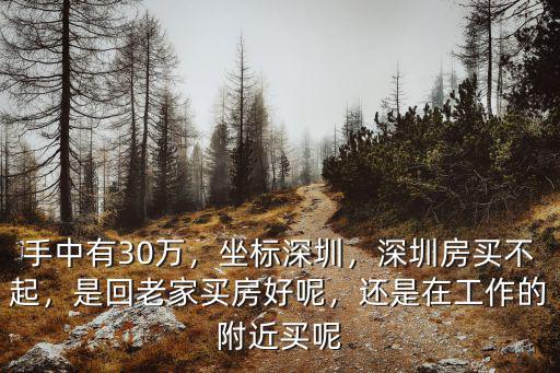 手中有30萬，坐標深圳，深圳房買不起，是回老家買房好呢，還是在工作的附近買呢