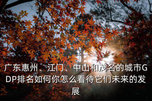 廣東惠州、江門、中山和茂名的城市GDP排名如何你怎么看待它們未來的發展