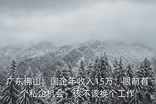廣東佛山，國企年收入15萬，眼前有個(gè)私企機(jī)會(huì)，該不該換個(gè)工作
