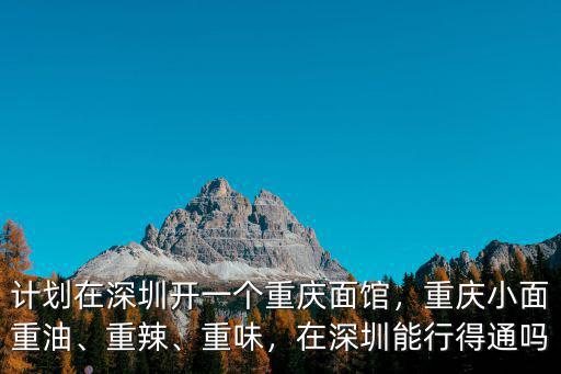 計劃在深圳開一個重慶面館，重慶小面重油、重辣、重味，在深圳能行得通嗎