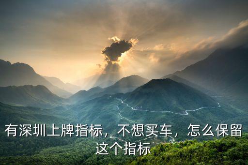 有深圳上牌指標，不想買車，怎么保留這個指標