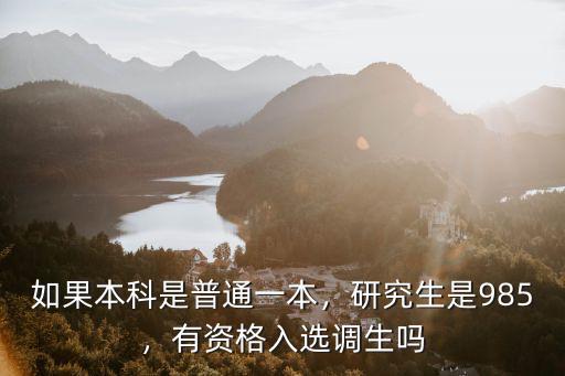 如果本科是普通一本，研究生是985，有資格入選調生嗎