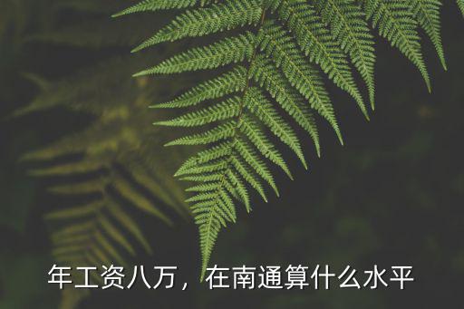 年工資八萬，在南通算什么水平