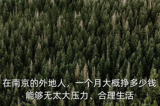 在南京的外地人，一個月大概掙多少錢能夠無太大壓力、合理生活