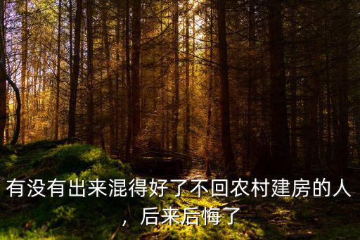 有沒有出來混得好了不回農村建房的人，后來后悔了
