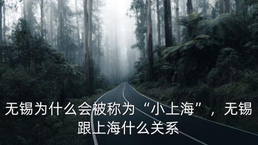 無錫為什么會被稱為“小上?！保瑹o錫跟上海什么關系