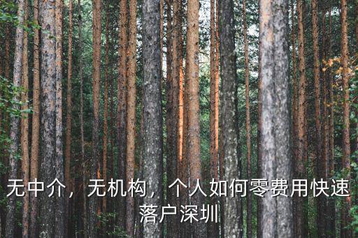 無中介，無機構，個人如何零費用快速落戶深圳