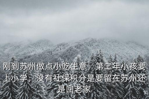 剛到蘇州做點小吃生意，第二年小孩要上小學，沒有社保積分是要留在蘇州還是回老家