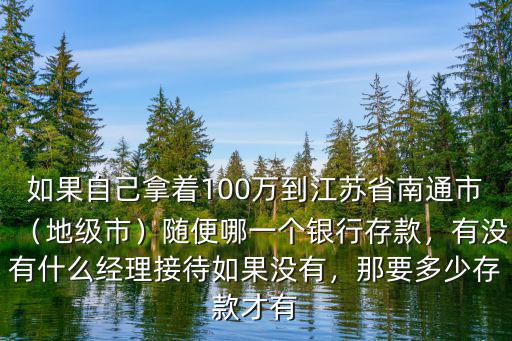 如果自己拿著100萬到江蘇省南通市（地級市）隨便哪一個銀行存款，有沒有什么經理接待如果沒有，那要多少存款才有