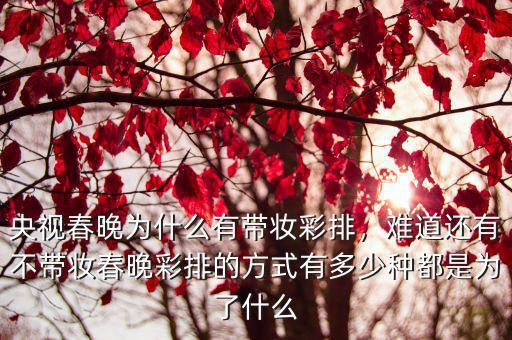 央視春晚為什么有帶妝彩排，難道還有不帶妝春晚彩排的方式有多少種都是為了什么