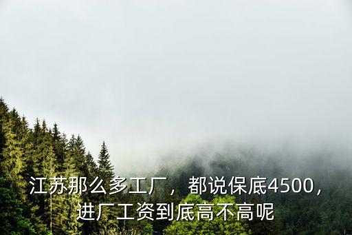 江蘇那么多工廠，都說保底4500，進廠工資到底高不高呢