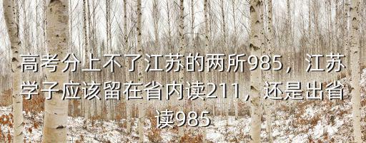 高考分上不了江蘇的兩所985，江蘇學子應該留在省內讀211，還是出省讀985