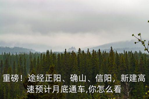 重磅！途經正陽、確山、信陽，新建高速預計月底通車,你怎么看