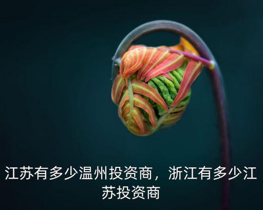 江蘇有多少溫州投資商，浙江有多少江蘇投資商