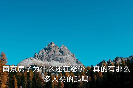 南京房子為什么還在漲價，真的有那么多人買的起嗎