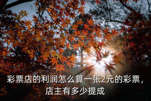 徐州彩票店提成是多少,彩票店店主會有多少提成