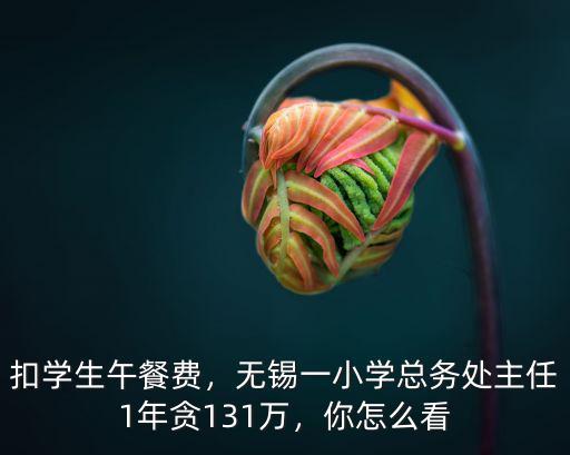 扣學生午餐費，無錫一小學總務處主任1年貪131萬，你怎么看