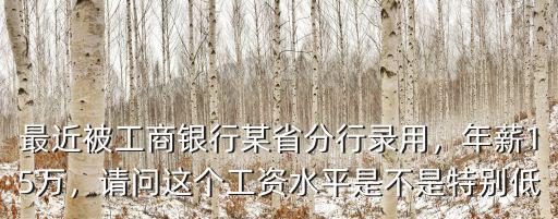 工商銀行常州分行工資多少人,最近被工商銀行某省分行錄用