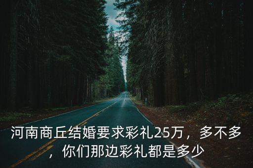 河南商丘結婚要求彩禮25萬，多不多，你們那邊彩禮都是多少