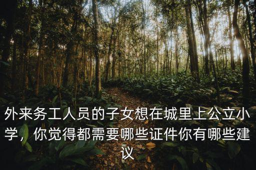 外來務工人員的子女想在城里上公立小學，你覺得都需要哪些證件你有哪些建議