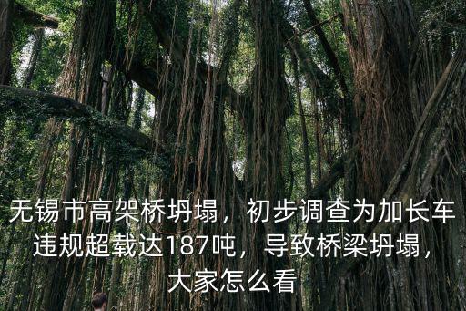 無錫市高架橋坍塌，初步調(diào)查為加長車違規(guī)超載達187噸，導(dǎo)致橋梁坍塌，大家怎么看