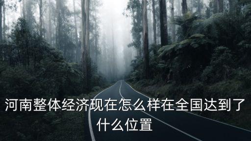 河南整體經濟現在怎么樣在全國達到了什么位置