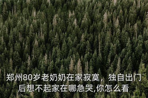 鄭州80歲老奶奶在家寂寞，獨(dú)自出門后想不起家在哪急哭,你怎么看