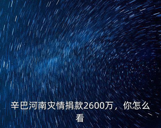辛巴河南災情捐款2600萬，你怎么看