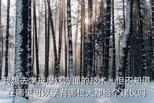 成都的按摩在哪里學,我想去學按摩這方面的技術