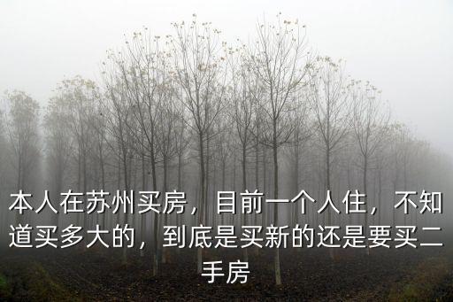 本人在蘇州買房，目前一個人住，不知道買多大的，到底是買新的還是要買二手房