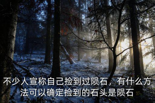 不少人宣稱自己撿到過隕石，有什么方法可以確定撿到的石頭是隕石