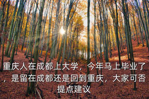 重慶人在成都上大學，今年馬上畢業了，是留在成都還是回到重慶，大家可否提點建議
