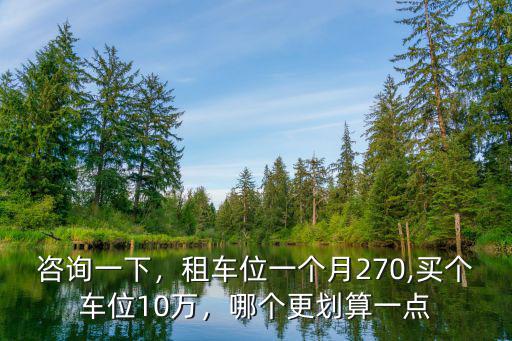 咨詢一下，租車位一個月270,買個車位10萬，哪個更劃算一點