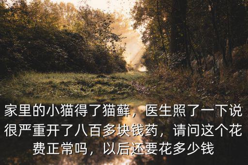 家里的小貓得了貓蘚，醫生照了一下說很嚴重開了八百多塊錢藥，請問這個花費正常嗎，以后還要花多少錢