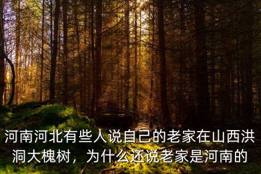 河南河北有些人說自己的老家在山西洪洞大槐樹，為什么還說老家是河南的