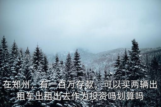 在鄭州，有一百萬存款，可以買兩輛出租車出租出去作為投資嗎劃算嗎