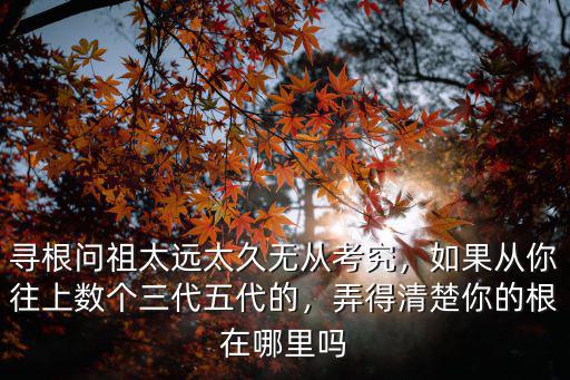 尋根問祖太遠太久無從考究，如果從你往上數個三代五代的，弄得清楚你的根在哪里嗎
