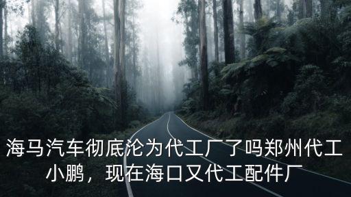 海馬汽車(chē)徹底淪為代工廠了嗎鄭州代工小鵬，現(xiàn)在海口又代工配件廠