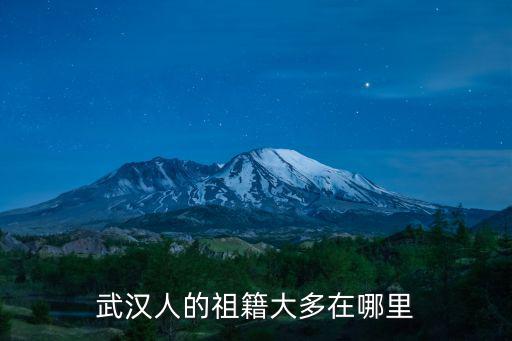 武漢人的祖籍大多在哪里
